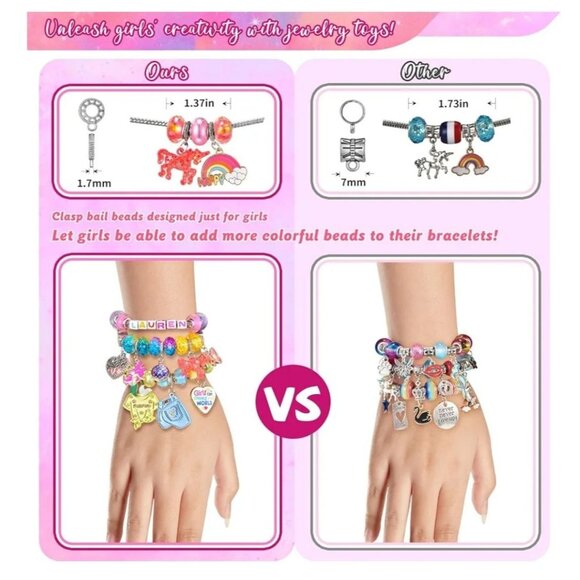 Unicorn Charm Bracelet Kit For Kids - DIY Jewelry Craft Set With Magical Sparkle - Picture 2 of 4